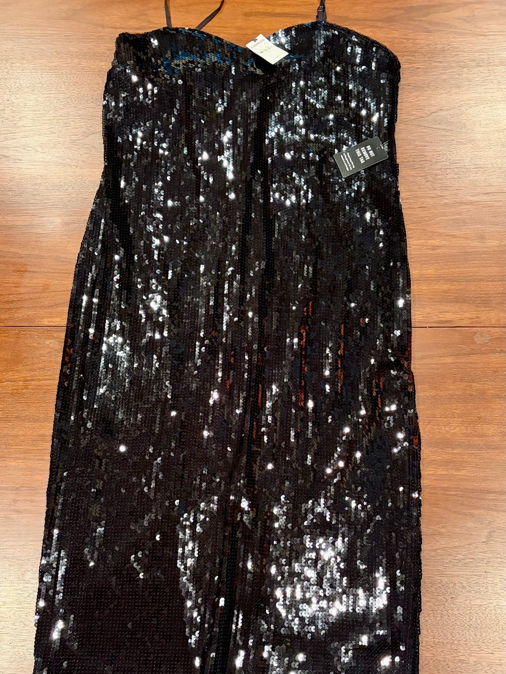 You Shmexy Thing, You! NWT EXPRESS Black Sequin Sweetheart dress stretch fabric